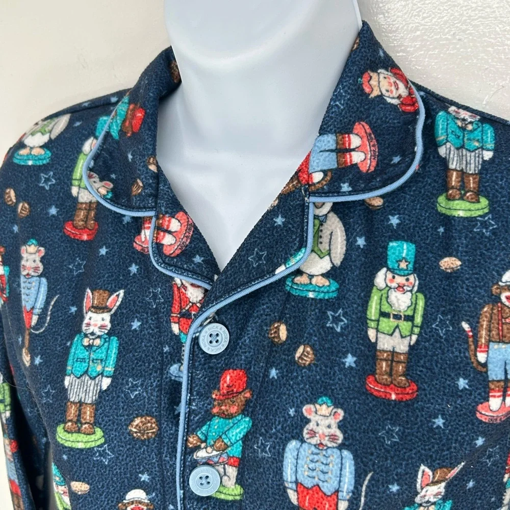 Nick & Nora Kids Pajama Set Holiday Nutcracker Button Top‎ & Pants Size 10 FR